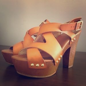 Tan platform wedges